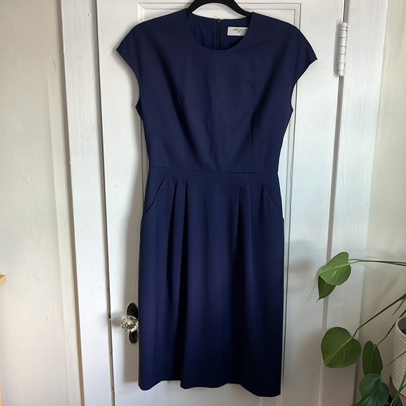 MM Lafleur Masha Wool Sheath Dress in Navy - Picture 3 of 11